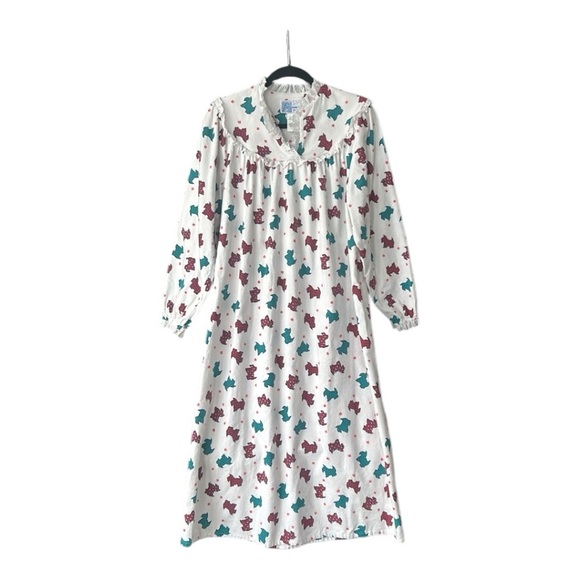 Accentuette by Lanza of Salzburg Flannel Cotton Nightgown Tartan Scottie Dogs - Picture 1 of 15